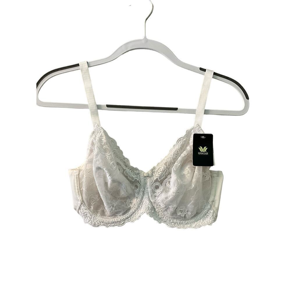 Wacoal Renaissance Rose Full Coverage Bra Women's 36D White Underwire Lace Trim